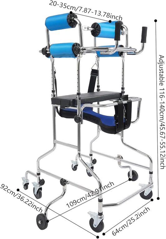 Rollator Walkers with Seat, 8 Wheel Rollator Walker with Height Adjustable and Practical Infusion Holder 350Lb Weight Capacity Rehabilitation Walking for Homes Apartments Nursing Homes Hospitals