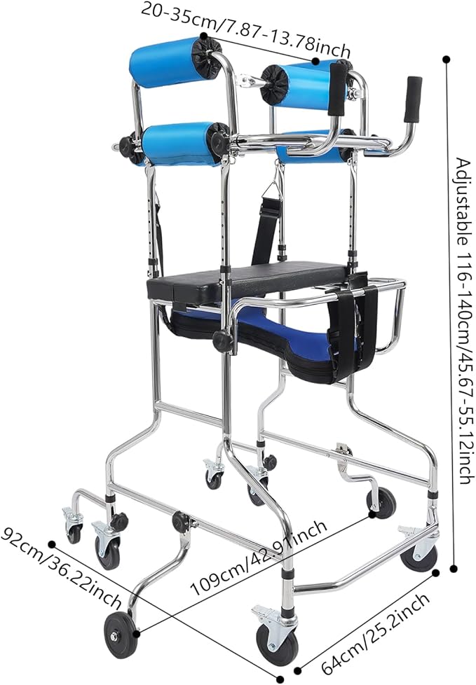 Adult Standing Walker for Seniors, Mobility Aid with Adjustable Height & Width, 8 Wheels with Brakes for Home Use, Ideal for Elderly and Post-Surgery Patients