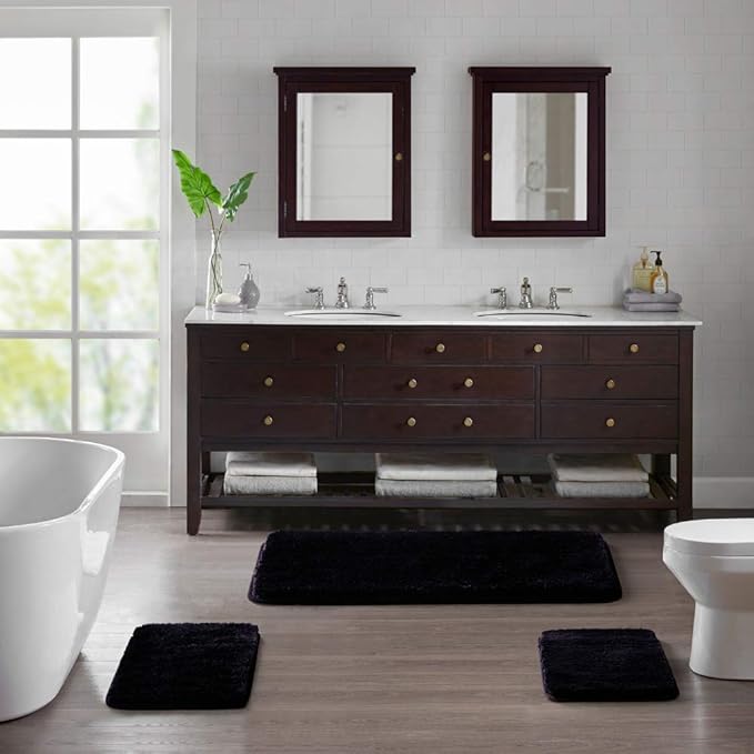 Suchtale Extra Soft & Absorbent Shaggy Bath Mat (24 x 60, Dark Purple) - Machine Washable Microfiber, Non Slip, Shaggy Bathroom Mat