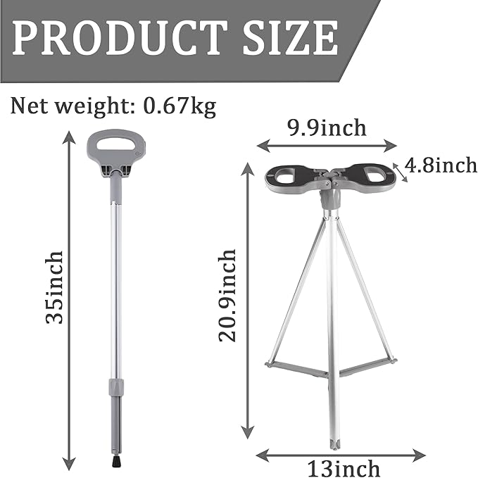 Walking Cane with Seat for Men & Women, Lightweight Anti-Slip Walking Stick with Carry Bag, Portable Stool for Senior & Adults, Foldable Cane Chair for Travel Hiking