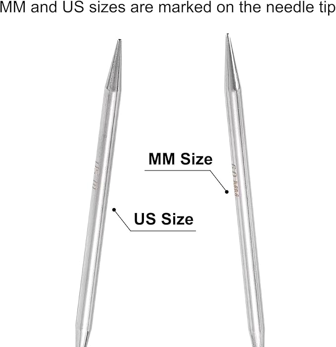 uxcell Size US 10 (6mm) Knitting Needles Circular Needle 26 Inch(65cm) Round Metal Stainless Steel Needle for Handmade Projects DIY Knitting Yellow