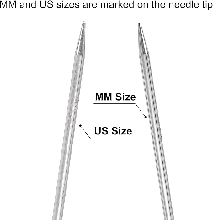 uxcell Size US 8 (5mm) Knitting Needles Circular Needle 26 Inch(65cm) Round Metal Stainless Steel Needle for Handmade Projects DIY Knitting White