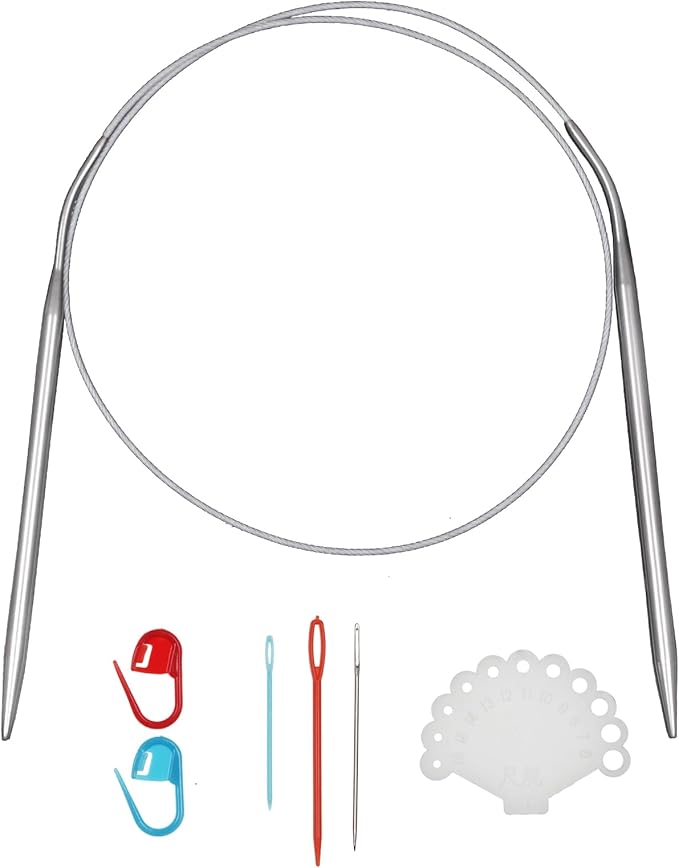 31inch (80cm) Stainless Steel Circular Knitting Needle Size US 8 (5.0mm) Metal Knitting Needles Set for Making Sweater Shawl Scarf