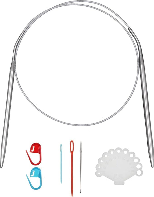 31inch (80cm) Stainless Steel Circular Knitting Needle Size US 8 (5.0mm) Metal Knitting Needles Set for Making Sweater Shawl Scarf