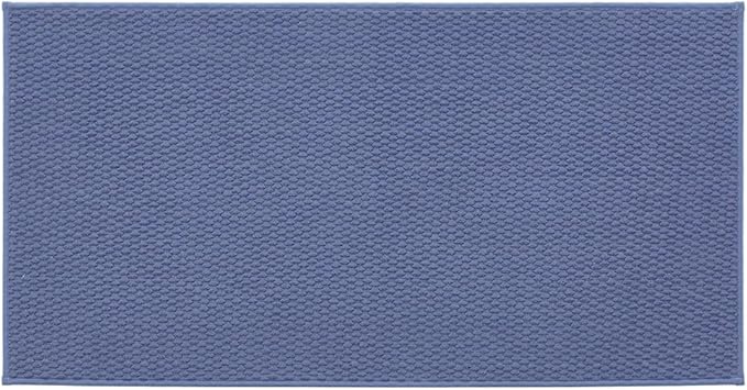 Bathroom Rugs Non Slip Washable, Super Absorbent Thin Bath Mat Quick Dry Low Pile Bathroom Rug, Denim Blue 20"x48"