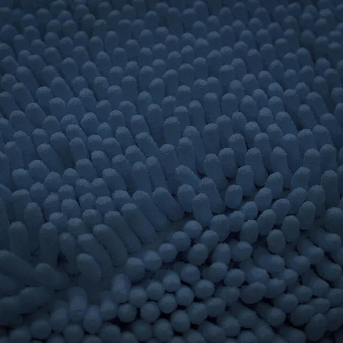 Non-Slip Bath Rug,Extra Soft Microfiber Bedroom Shag Carpet with Anti-Slip Backing,Water/Dust Absorbent Fast Dry Shower Mat,Sound Insulated Stairs Pad,Machine Washable (NavyBlue,12 x 24 Inches)