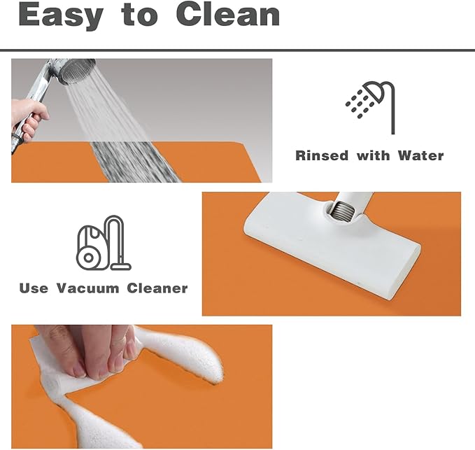 Bathroom Mat Quick Dry, Bathroom Rugs Non Slip Washable Thin Absorbent Bath Mat Fits Under Door Bathroom Floor Mat Perfect for Bath, Shower, or Sink 36"x48" Orange
