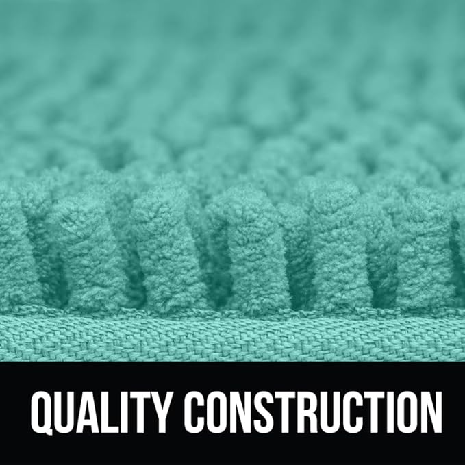 KANGAROO Bathroom Rugs, Chenille Soft Absorbent Bath Rug, Shaggy Shower Mat, Quick Dry Machine Wash Bathmat, Plush Carpet Mats for Tub, Bathtub and Room Home Decor Accessories, 36x24, Turquoise