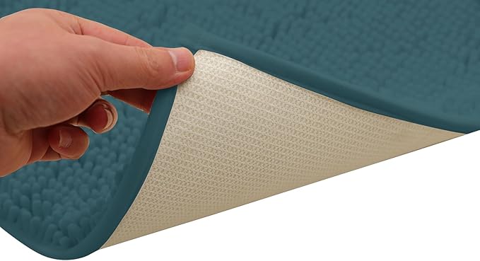 Non-Slip Bath Rug,Extra Soft Microfiber Bedroom Shag Carpet with Anti-Slip Backing,Water/Dust Absorbent Fast Dry Shower Mat,Sound Insulated Stairs Pad,Machine Washable (Turquoise,17 x 27 Inches)