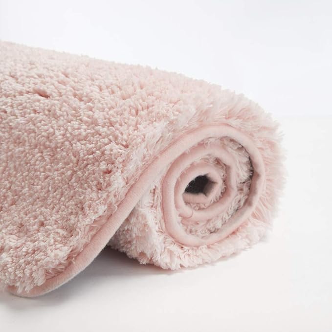 Suchtale Non Slip Bath Mat, 16 x 24, Dusty Pink - Soft Microfiber Shaggy Mat, Machine Washable, Thick Plush for Shower
