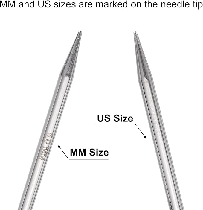 uxcell Size US 10 (6mm) Knitting Needles Circular Needle 31 Inch(80cm) Round Metal Stainless Steel Needle for Handmade Projects DIY Knitting Yellow