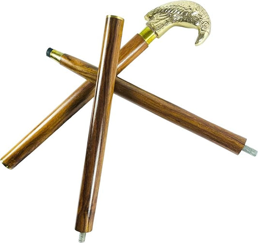 All Black Snake Handle Spiral Wooden Walking Cane