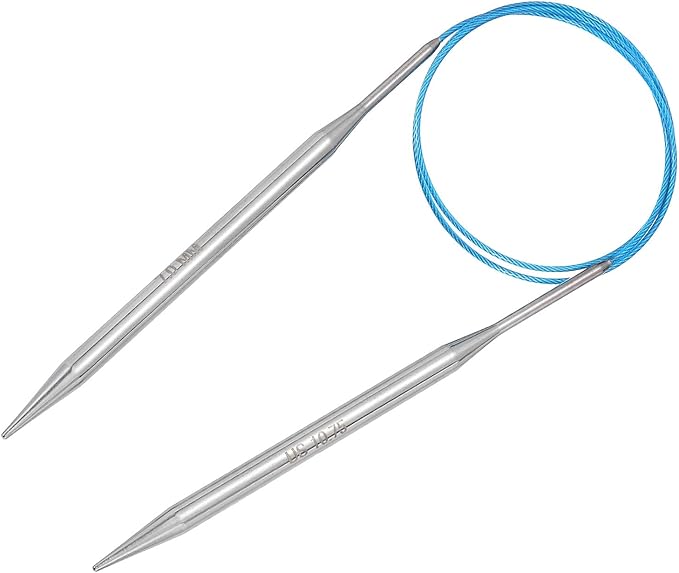 uxcell Size US 10.75 (7mm) Knitting Needles Circular Needle 32 Inch(80cm) Round Metal Stainless Steel Needle for Handmade Projects DIY Knitting