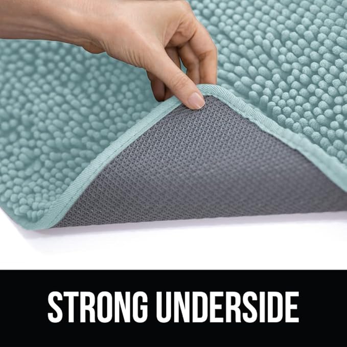 KANGAROO Bathroom Rugs, Chenille Soft Absorbent Bath Rug, Shaggy Shower Mat, Quick Dry Machine Wash Bathmat, Plush Carpet Mats for Tub, Bathtub and Room Home Decor Accessories, 60x24, Seafoam