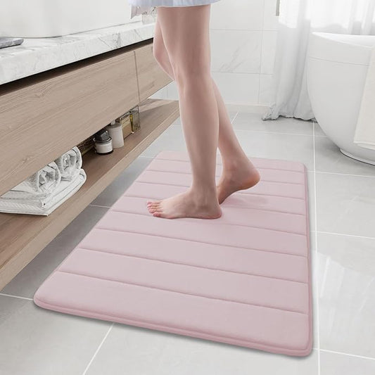 Buganda Memory Foam Bath Mat, 35.4" x 24", Ultra Soft and Non-Slip Bathroom Rugs, Water Absorbent and Machine Washable Bath Rug Runner for Bathroom, Shower, and Tub, Peach