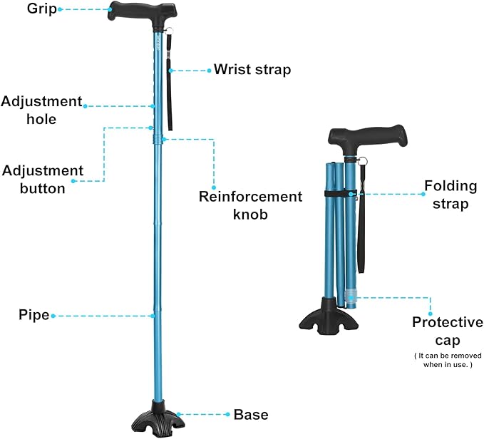 Tall Men's Walking Cane 42.52 Inches. Extra Tall Walking Cane Easy to Travel is Suit for Tall Men Over 5 Feet 9 Inches (Blue)