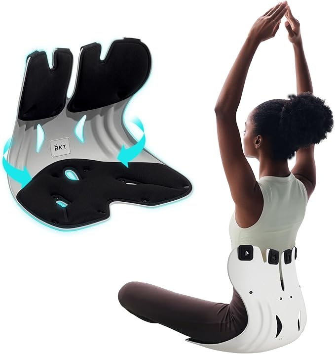 BKT Lumbar Support Seat Cushions Ergonomic Office Chair for Students Office Workers Nursing Mothers Long Sitting Outdoor Fishing Floor Chair (L-Black)