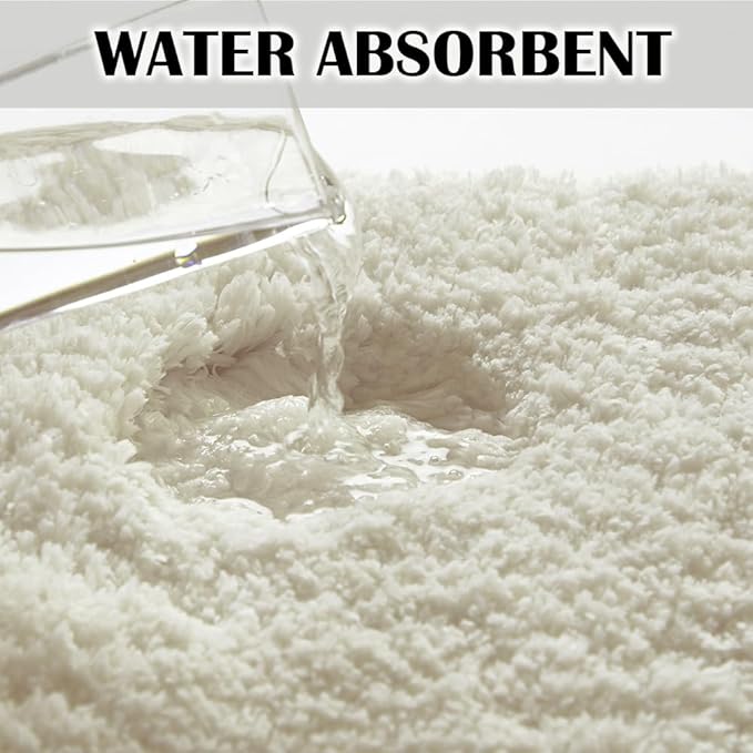 Suchtale Bath Mat for Non Slip Bathroom - Soft Microfiber Shaggy Thick Plush Shower Mat (20 x 32 Ivory)