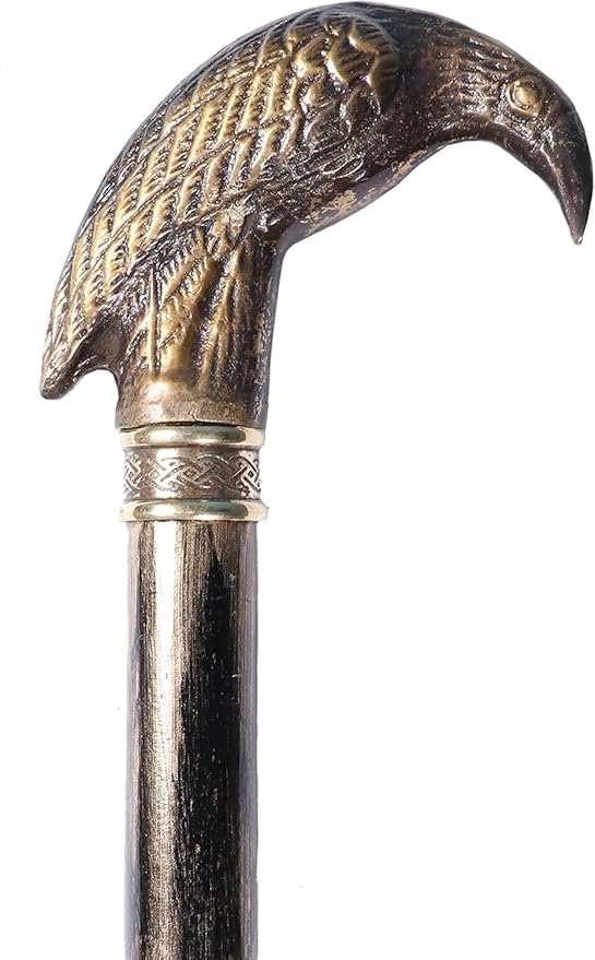 All Black Snake Handle Spiral Wooden Walking Cane