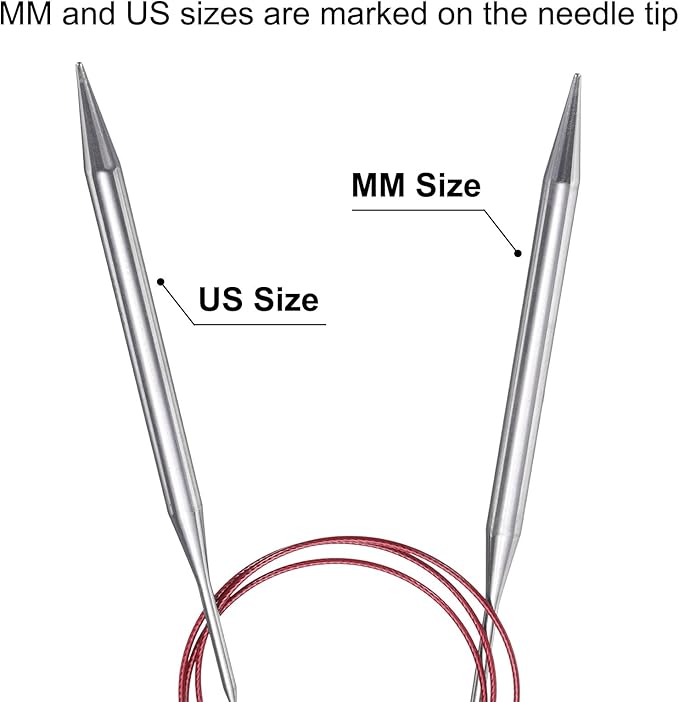 uxcell Size US 11 (8mm) Knitting Needles Circular Needle 40 Inch(100cm) Round Metal Stainless Steel Needle for Handmade Projects DIY Knit Blankets