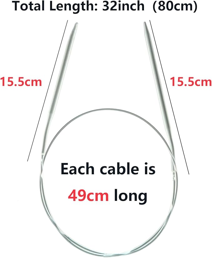 Circular Knitting Needles 32 Inch (80cm) Length Premium Aluminum Round Knitting Needles for Handmade Knitting DIY Size US 10.5(6.5mm)
