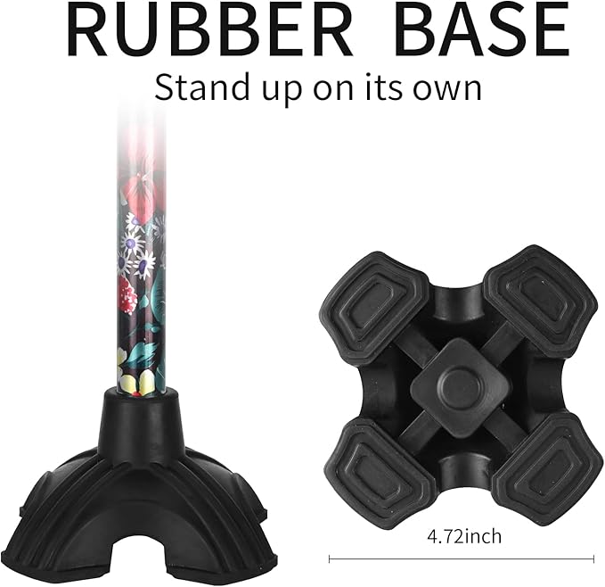 Elegant Walking Cane for Women, Foldable & Adjustable Cane for Seniors with Self-Standing Tip | Lightweight Mobility Aid for Stability & Balance Support