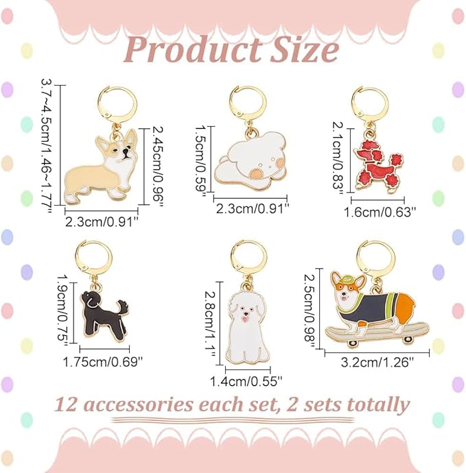 NBEADS 24 Pcs Enamel Dog Stitch Markers, Enamel Alloy Crochet Stitch Marker Charms Removable Locking Stitch Marker for Knitting Weaving Sewing Accessories Quilting Handmade Jewelry