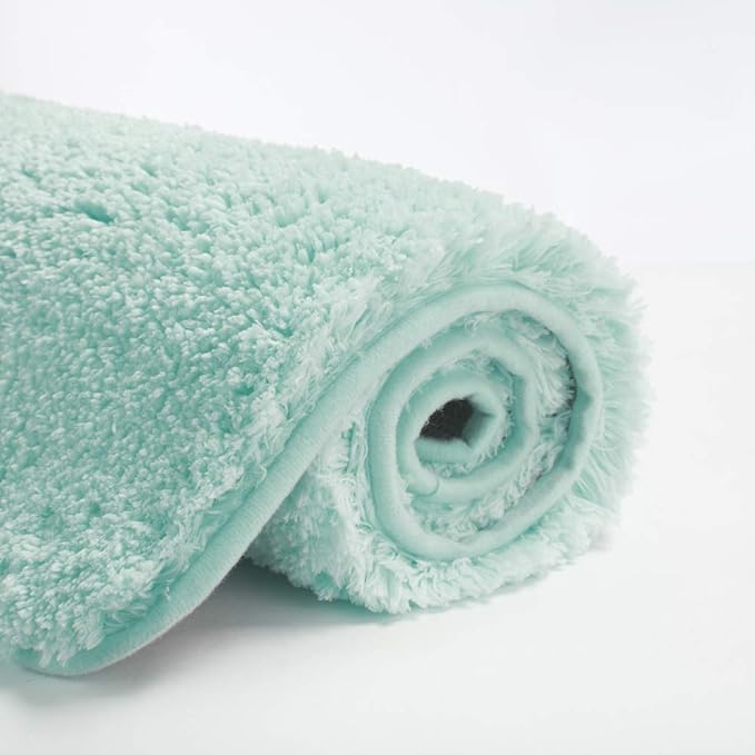 Suchtale Extra Soft & Absorbent Shaggy Bath Mat (24 x 40, Aqua) - Machine Washable Microfiber, Non Slip, Luxury Floor Mat