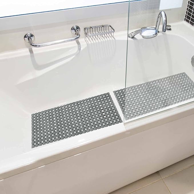 Shower Mat Non Slip Bathtub Mat with Suction Cups and Drain Holes Bath mat for tub 33.4 x 15.7 Inch Large Size