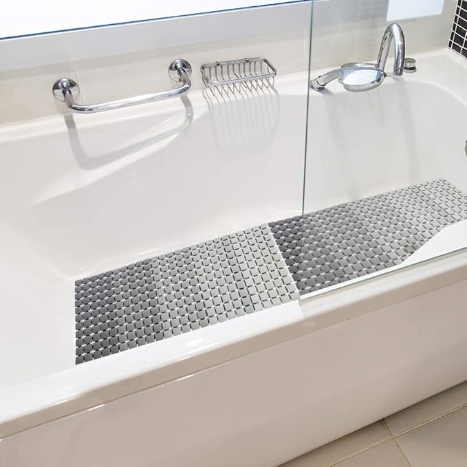 Shower Mat Non Slip Bathtub Mat with Suction Cups and Drain Holes Bath mat for tub 33.4 x 15.7 Inch Large Size