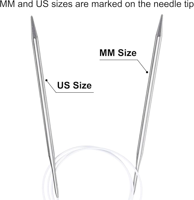 uxcell Size US 8 (5mm) Knitting Needles Circular Needle 40 Inch(100cm) Round Metal Stainless Steel Needle for Handmade Projects DIY Knit Blankets