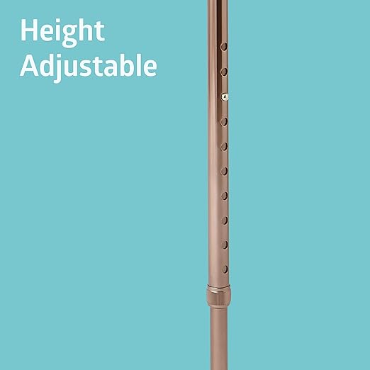 Medline Aluminum-Bronze Offset Walking Cane, Adjusts 29–38” & Supports Up to 300 Lbs. — Mobility Aid Provides Balance for Seniors & Adults