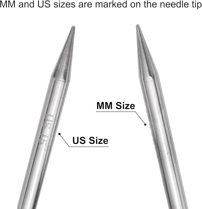 uxcell Size US 15 (10mm) Knitting Needles Circular Needle 31 Inch(80cm) Round Metal Stainless Steel Needle for Handmade Projects DIY Knitting White