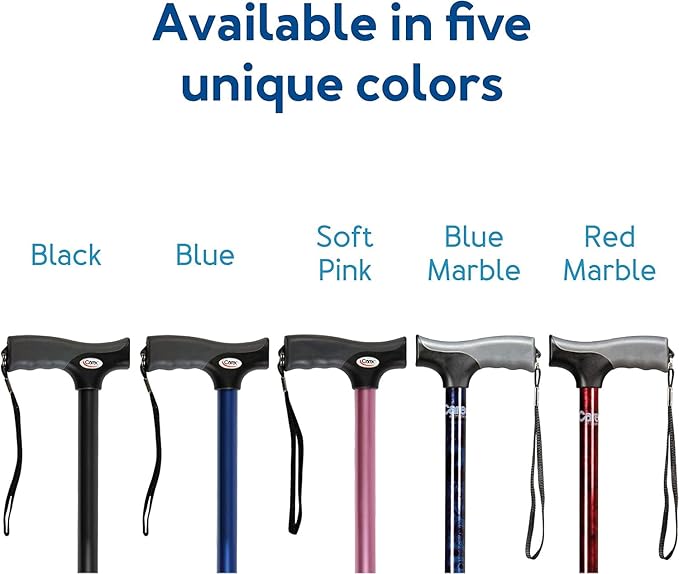 Carex Soft Grip Walking Cane - Height Adjustable Cane with Wrist Strap - Latex Free Soft Cushion Handle, Black Cane, Walking Cane for Women and Walking Cane for Men