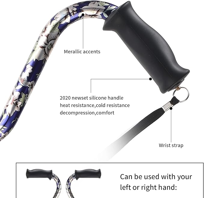 Elegant Walking Cane for Women, Foldable & Adjustable Cane for Seniors with Self-Standing Tip | Lightweight Mobility Aid for Stability & Balance Support