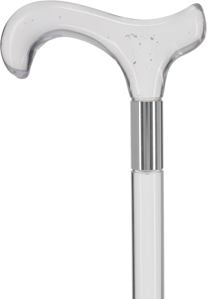 Royal RC Canes Elegant Acrylic Walking Cane – Lightweight Lucite Derby & J Handle Stick for Men & Women – Stylish, Unique Transparent Design Look with Rubber Tip