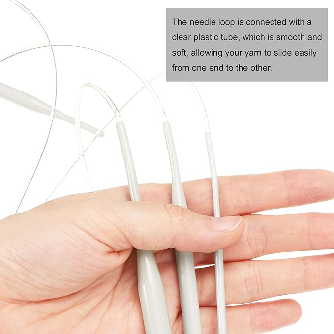 uxcell Aluminum Circular Knitting Needle US Size 24 Inch (60cm) Length Size US 15 (10mm) Round Knitting Needle for Handmade Projects DIY Knitting