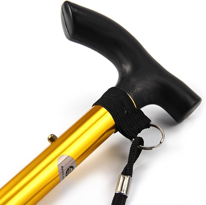 Folding Lightweight Walking Stick - Adjustable Aluminum Metal Collapsible Travel Cane with Non-Slip Rubber Base