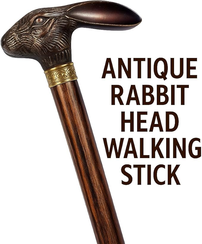 Sunrise Wood Store Antique Cane Rabbit Head Wooden Walking Stick/Cane Vintage Designer Wooden Handle Walking Stick Handmade Walking Cane for Men/Women