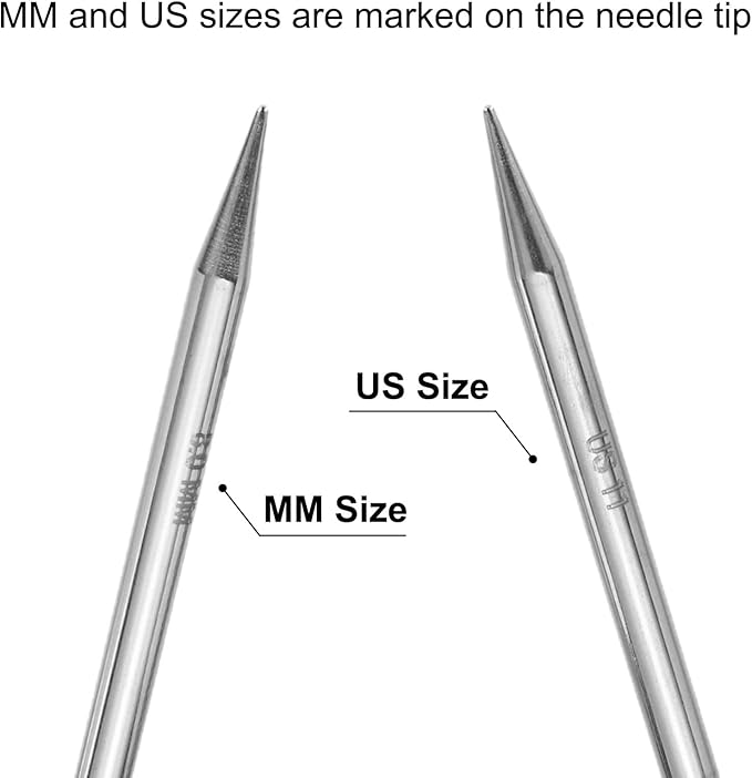 uxcell Size US 11 (8mm) Knitting Needles Circular Needle 47 Inch(120cm) Round Metal Stainless Steel Needle for Handmade Projects DIY Knitting Red