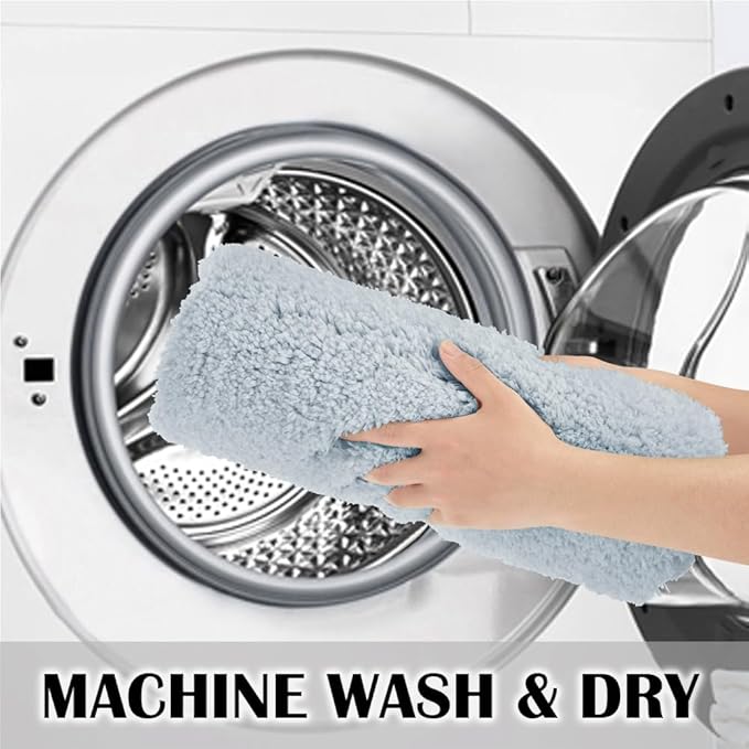 Suchtale Non Slip Bath Mat, 16 x 24, Light Blue - Soft Microfiber Shaggy Mat, Machine Washable, Thick Plush for Shower