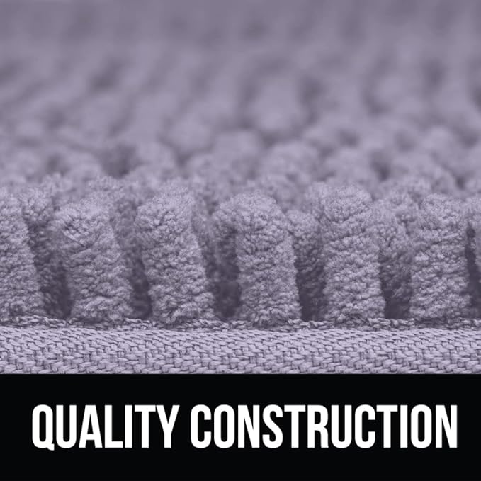 KANGAROO Bathroom Rugs, Chenille Soft Absorbent Bath Rug, Shaggy Shower Mat, Quick Dry Machine Wash Bathmat, Plush Carpet Mats for Tub, Bathtub and Room Home Decor Accessories, 24x17, Light Purple