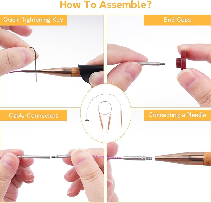 Weabetfu Knitting Needles Set with Bamboo Circular Knitting Needle 13 Pair Interchangeable Knitting Needles and Cables, Accessories and Case Perfect for Beginner, DIY Crafts