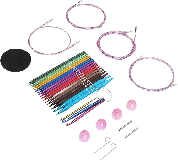 Fafeicy 9 Pairs Square Circular Knitting Needles Set Interchangeable Needles with Ergonomic Handles for Handmade DIY Knitting