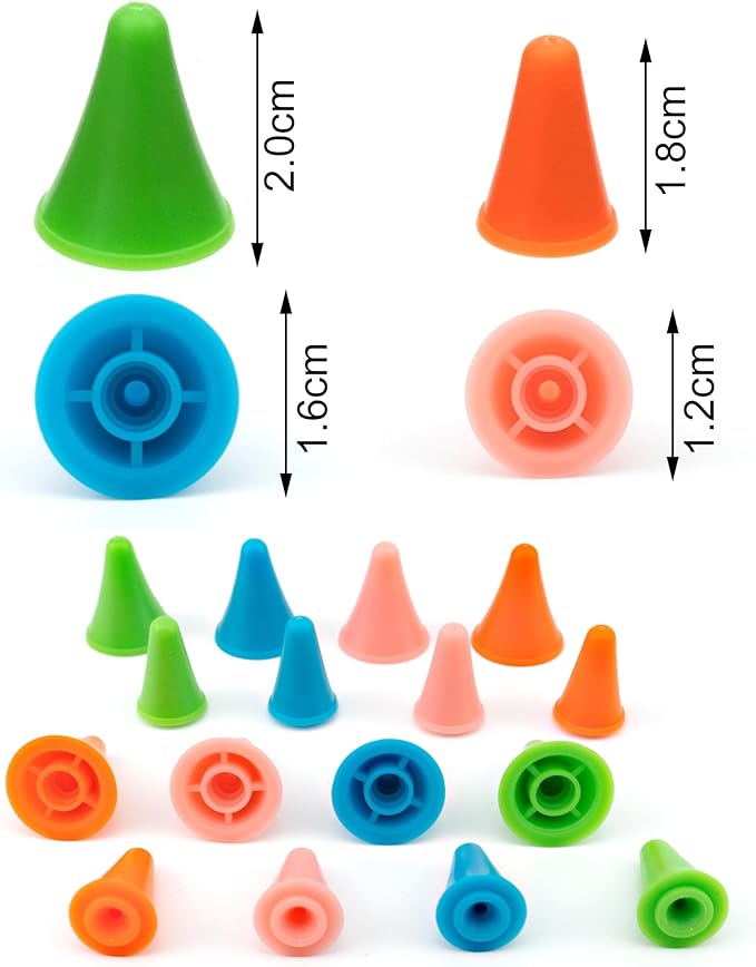 BlingKingdom 30 PCS Knitting Needle Point Protectors, 2 Sizes Colorful Needle Tip Stoppers for Knitting Sewing DIY Art (15 PCS Small + 15 PCS Large)