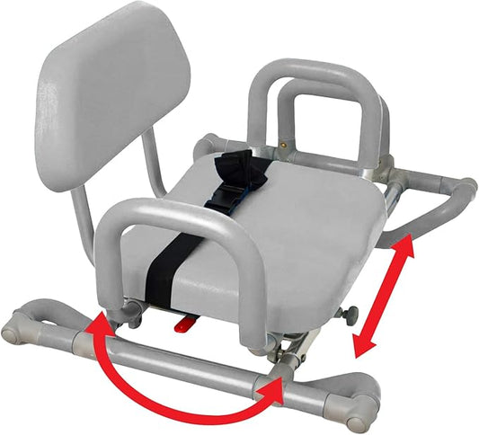 Platinum Health HydroSlide Sliding Shower Chair Swivel Seat for Bathtub, Soft, Padded with Industry-Exclusive, Patented Gap-Bridge Safety Feature. Padded Armrests. Ideal for Elderly and Seniors