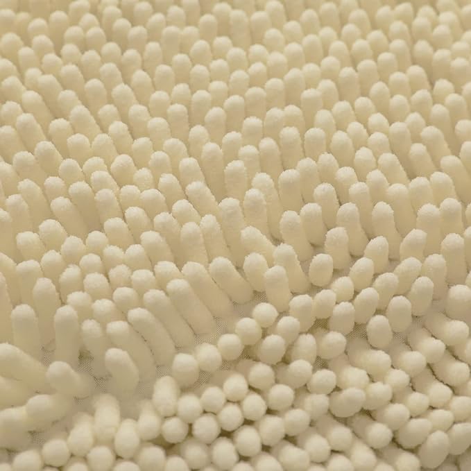 Non-Slip Bath Rug,Extra Soft Microfiber Bedroom Shag Carpet with Anti-Slip Backing,Water/Dust Absorbent Fast Dry Shower Mat,Sound Insulated Stairs Pad,Machine Washable (Beige,19 x 31 Inches)