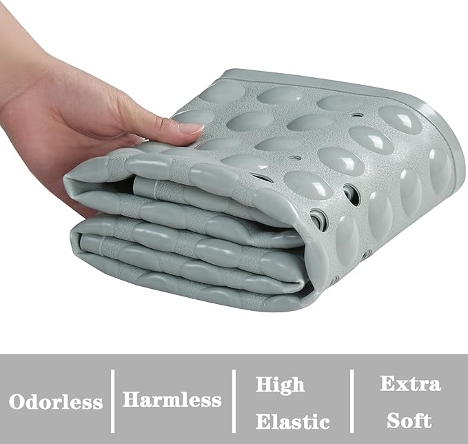 YANZIFLY Bathtub Mat for Shower: Soft Silicone Bath Mat Non Slip with Suction Cups Tub Mat for Bathroom for Family Use Extra Large Shower matt Machine Washable - Grey