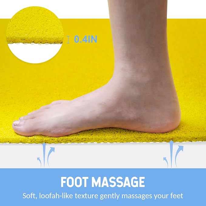 Non-Slip Bathtub Mat, 2 Pack Anti Slip Shower Mat, Fast Drying Bathtub Mats, Foot Scrubber Mat, Anti Slip Mat for Tub, Floor, Bathroom, Kitchen, Home, Hotel (Yellow 24"×16"+24"×16")