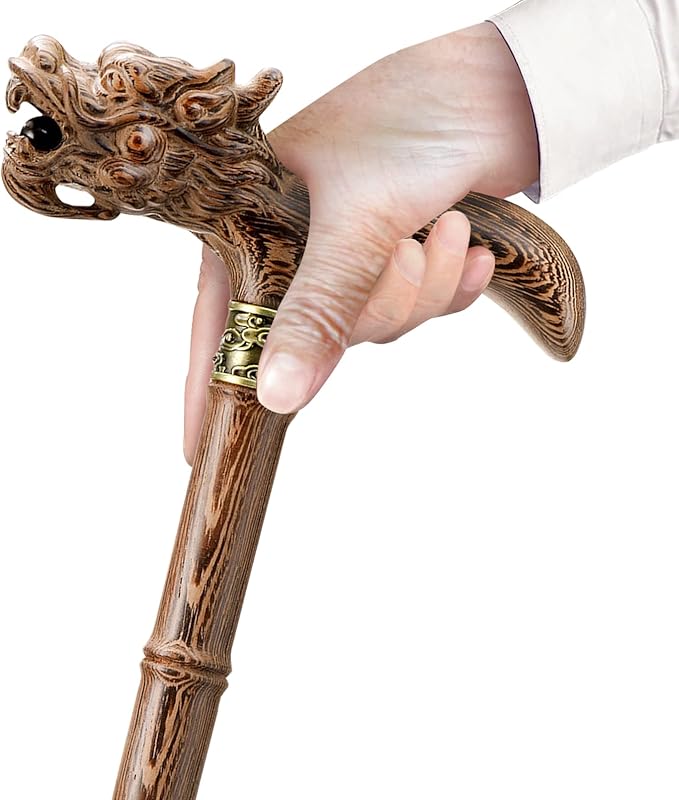 Wooden Cane, Hand Carved High-end Walking Cane for Men and Women, Lightweight Design Support Up to 500lbs Dragon Canes for Seniors, Suitable for Discerning Personal and Gift Use